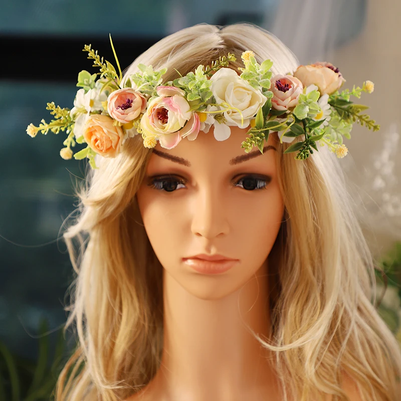 

Baroque Classic Hair Accessories Sweet Flower Decor Headband Wedding Elegant Bride Party Queen for Women