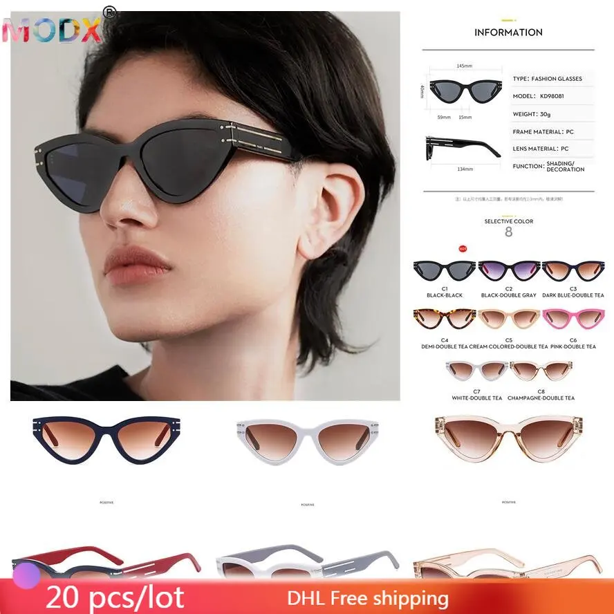 

20 PCS Wholesale Sunglasses Women Cat Eye Eyewear Retro Cool Party Glasses Street Shades Goggles Fashion Outdoor Eyeglasses 9158