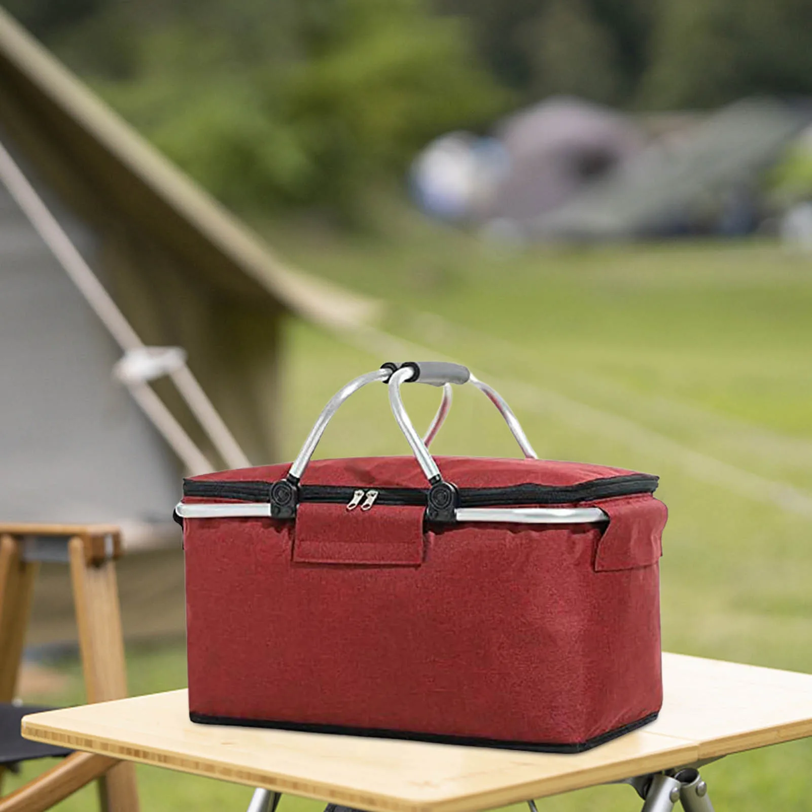 

Portable Collapsible Picnic Basket Insulated Strong Aluminum Frame BasketLightweight Bag
