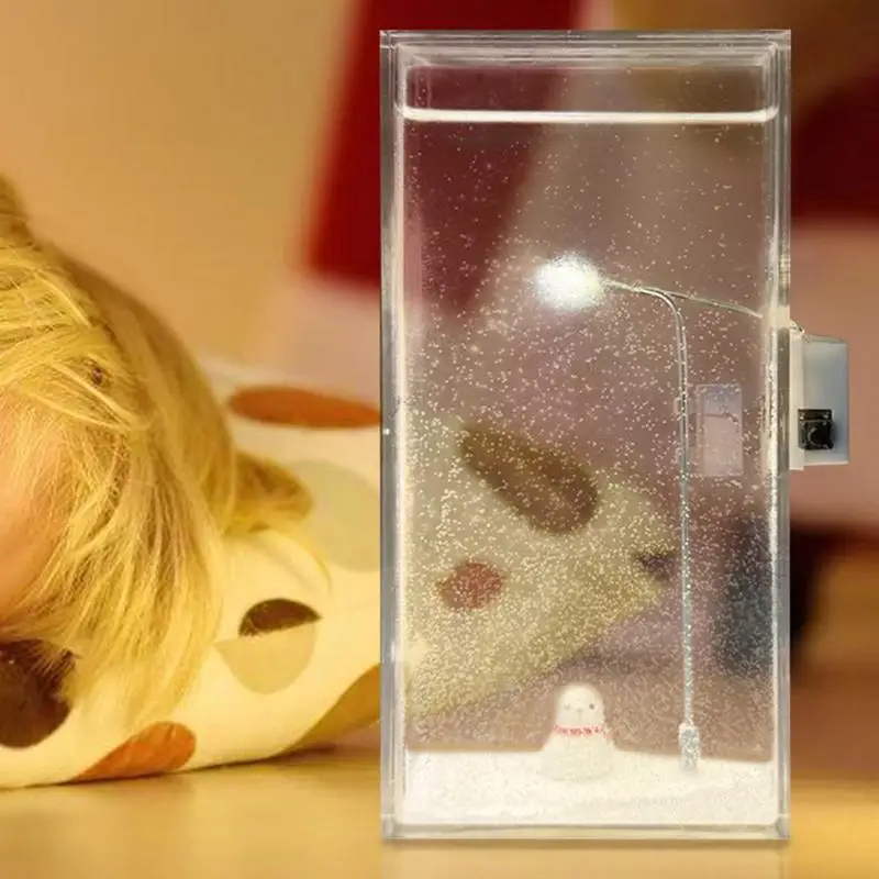 Милый снежный пейзаж ночник теплый свет лампа рождественская снежная сцена для