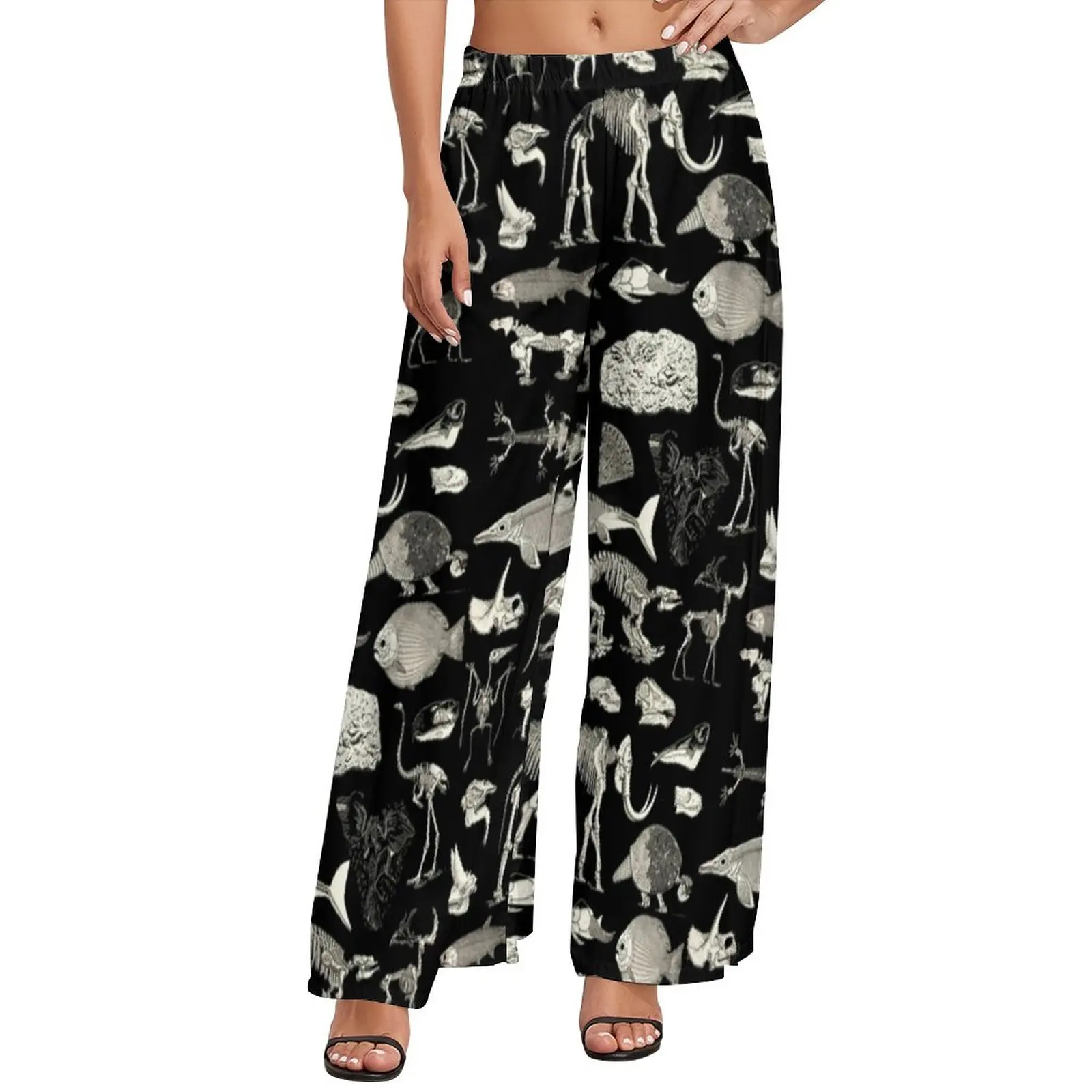 

Штаны с широкими штанинами, с высокой талией и принтом