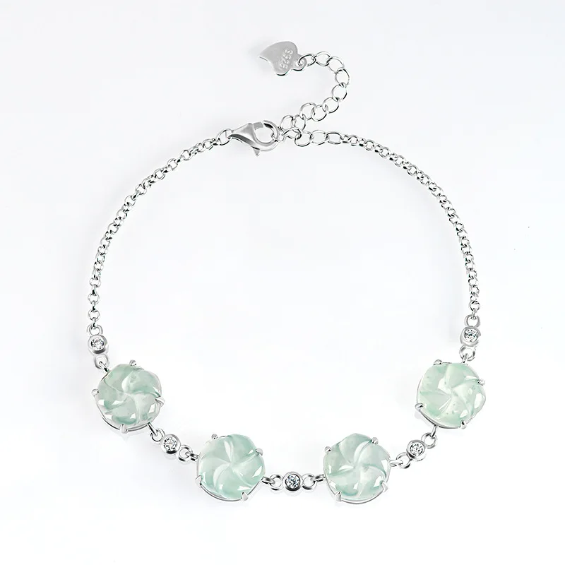 Подлинный натуральный ядеит класса А голубой цвет воды лед сливы серебро пробы