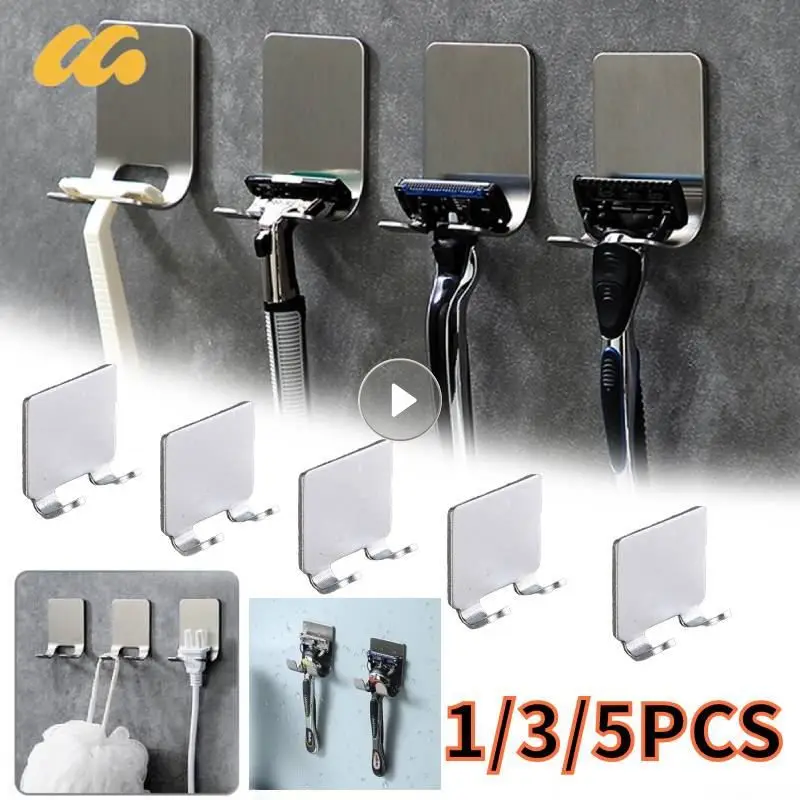 

1/3/5Pcs Punch-free Razor Holder Storage Hook Wall Adhesive Men Shaving Shaver Holder Shelf Razor Rack Bathroom Organization