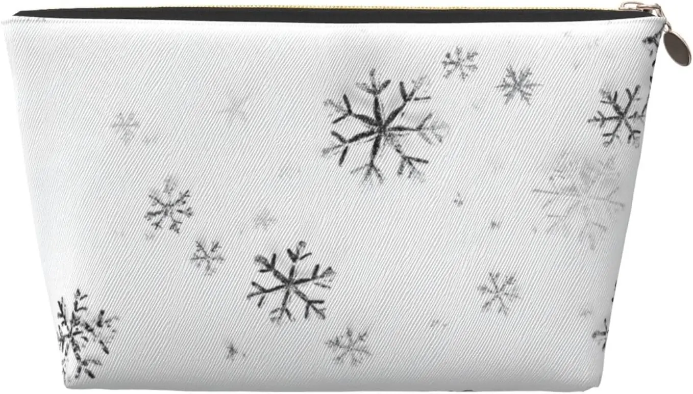 Косметичка Снежинка падающая зима белая косметичка дорожный органайзер для