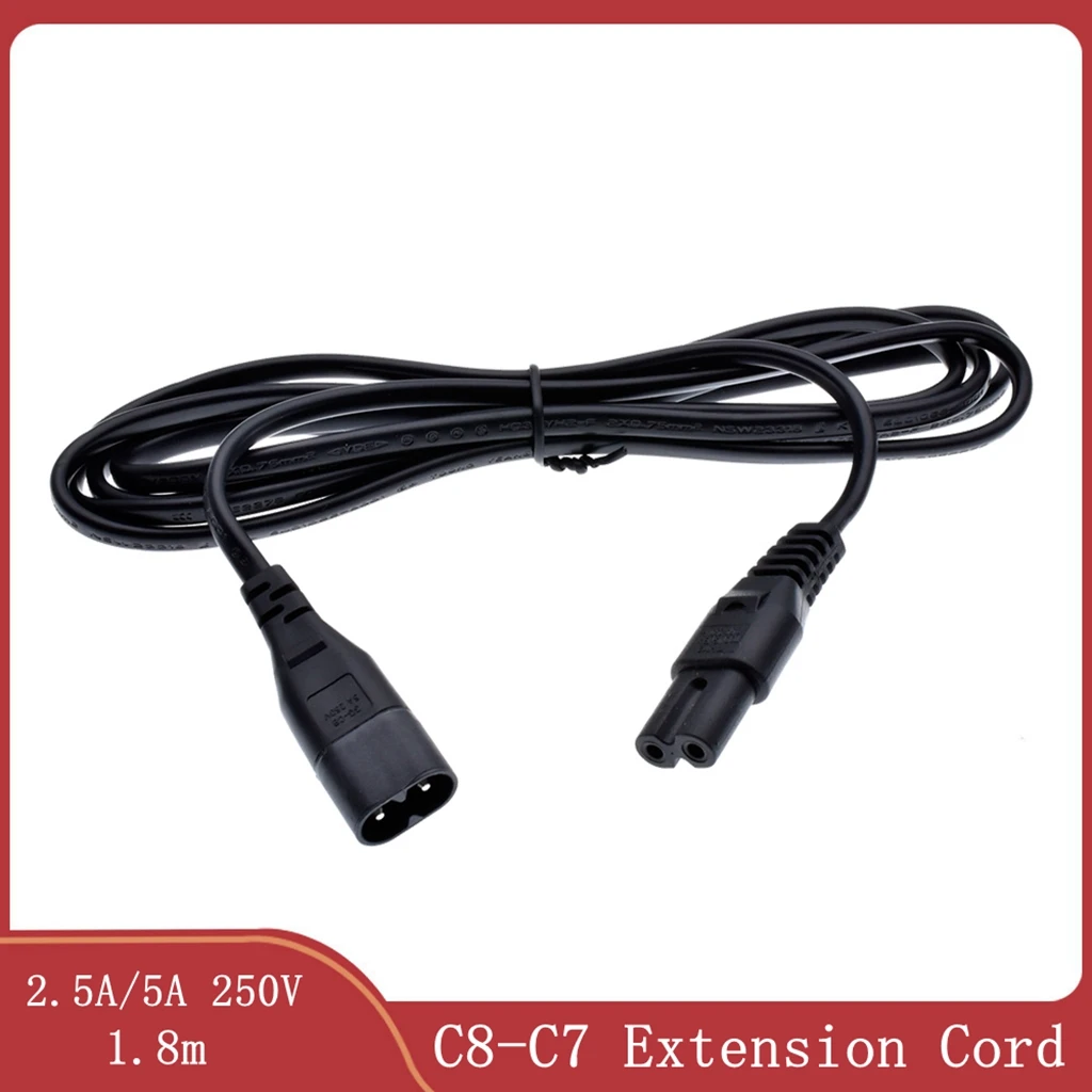 Штекер IEC 60320 C8 к гнезду C7 штекер-гнездо удлинитель питания Главный адаптер Кабель