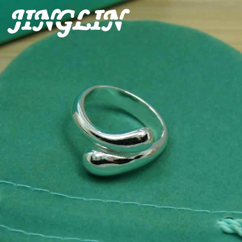 

JINGLIN 925 Sterling Silver Open Water Droplets/Raindrops Ring For Women Wedding Engagement Party Fashion Charm Jewelry Gift