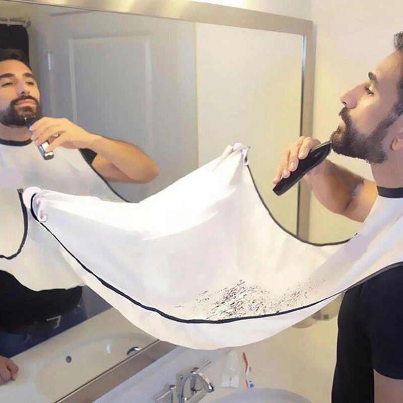

1pcs Beard Catcher Cape Bib Mirror Suction Cup Apron Hair Shave Beard Catcher Clean Care Waterproof Floral Cloth With Two Suctio