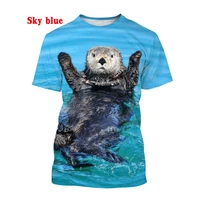 hot sale 2022 new popular 3d printing animal otter summer mens casual cute t shirt short sleeve