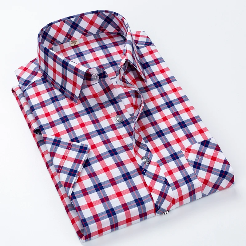 

2022 Summer Short Sleeve Plaid Shirt Men Fashion Cotton Business Slim Fit Casual Shirt Streetwear New Chinese Plus Size 5XL-M
