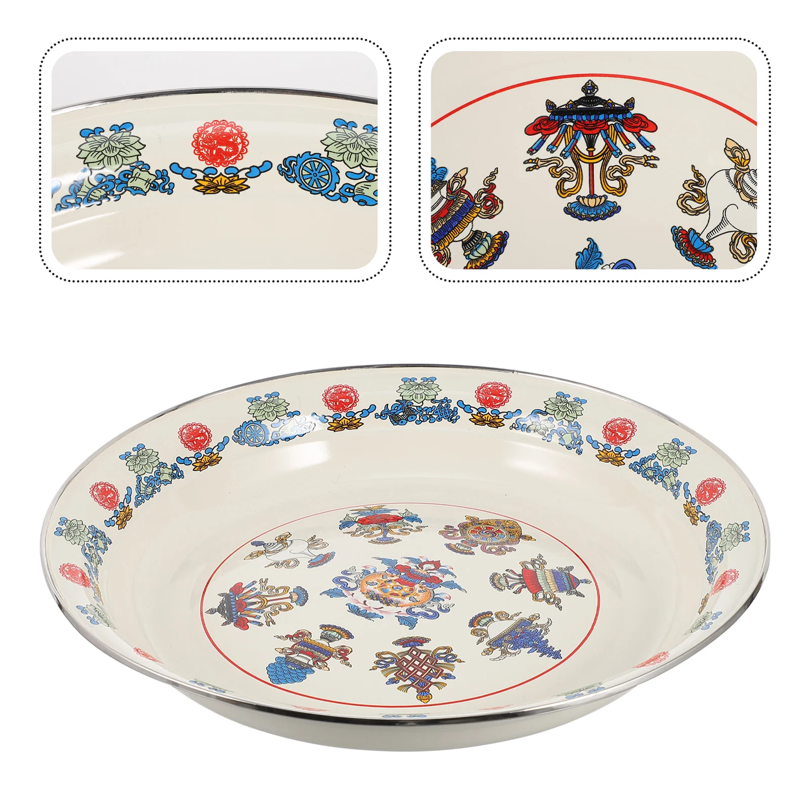 

Household Enamel Plate Retro Enamel Plate Food Storage Plate Home Hotel Enamel Plate