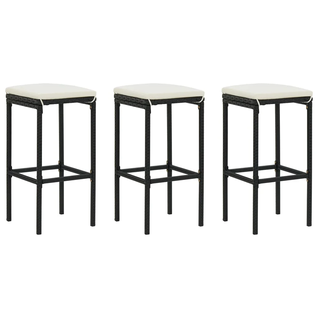 

Bar Stool Chair Counter Stools Set of 3 Kitchen Decor for Counter with Cushions 3 pcs Black Poly Rattan