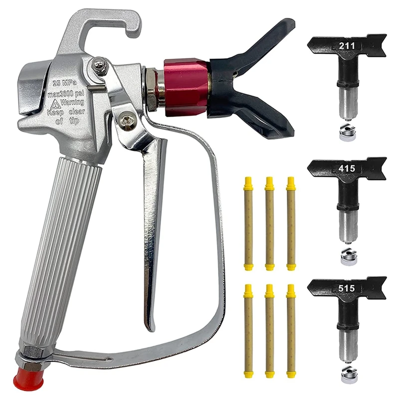 

Airless Paint Sprayer 3600 PSI High Pressure with 3 X Airless Paint Spray Tips (211,415,515) and Nozzle Guard