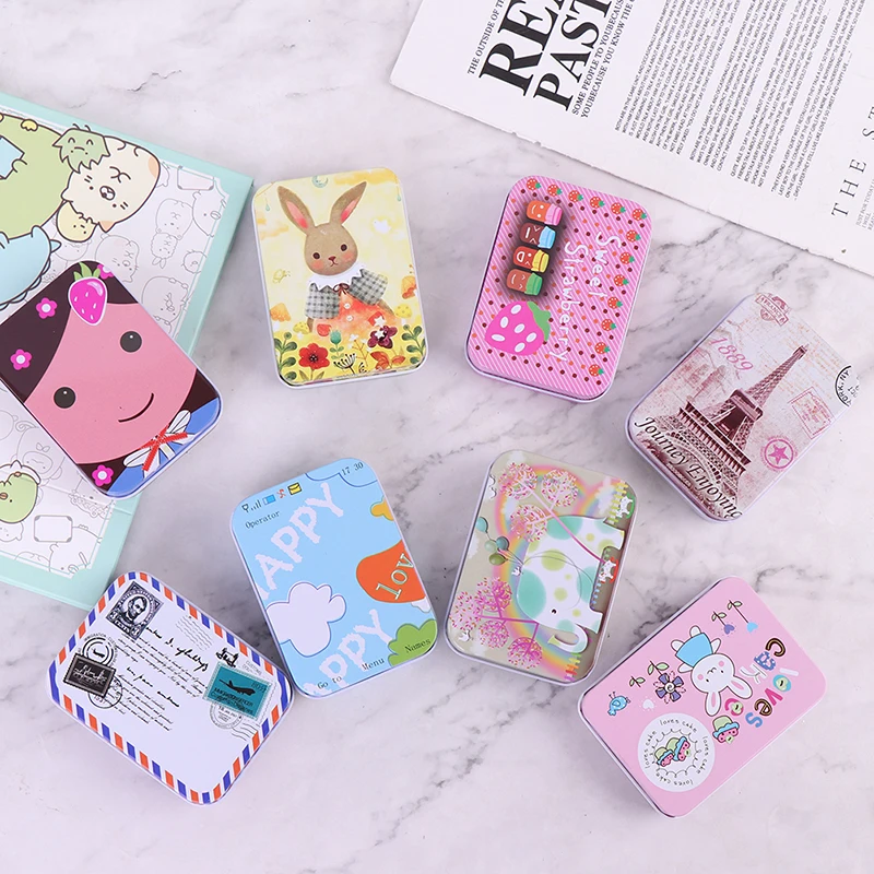 Металлическая жестяная мини-коробка с милым рисунком органайзер для хранения