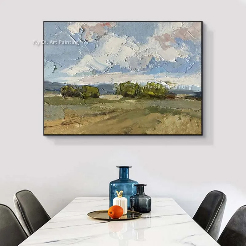 Современная Минималистичная картина ручной работы Landscpae толстая масляная