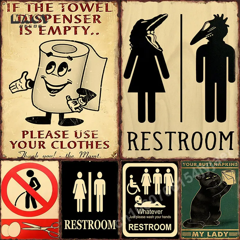 

Toilet Tin Metal Sign Retro Poster Aesthetic Living Room Metal Plates Art Wall Decor Decoration Mural Paintings Industrial Deco