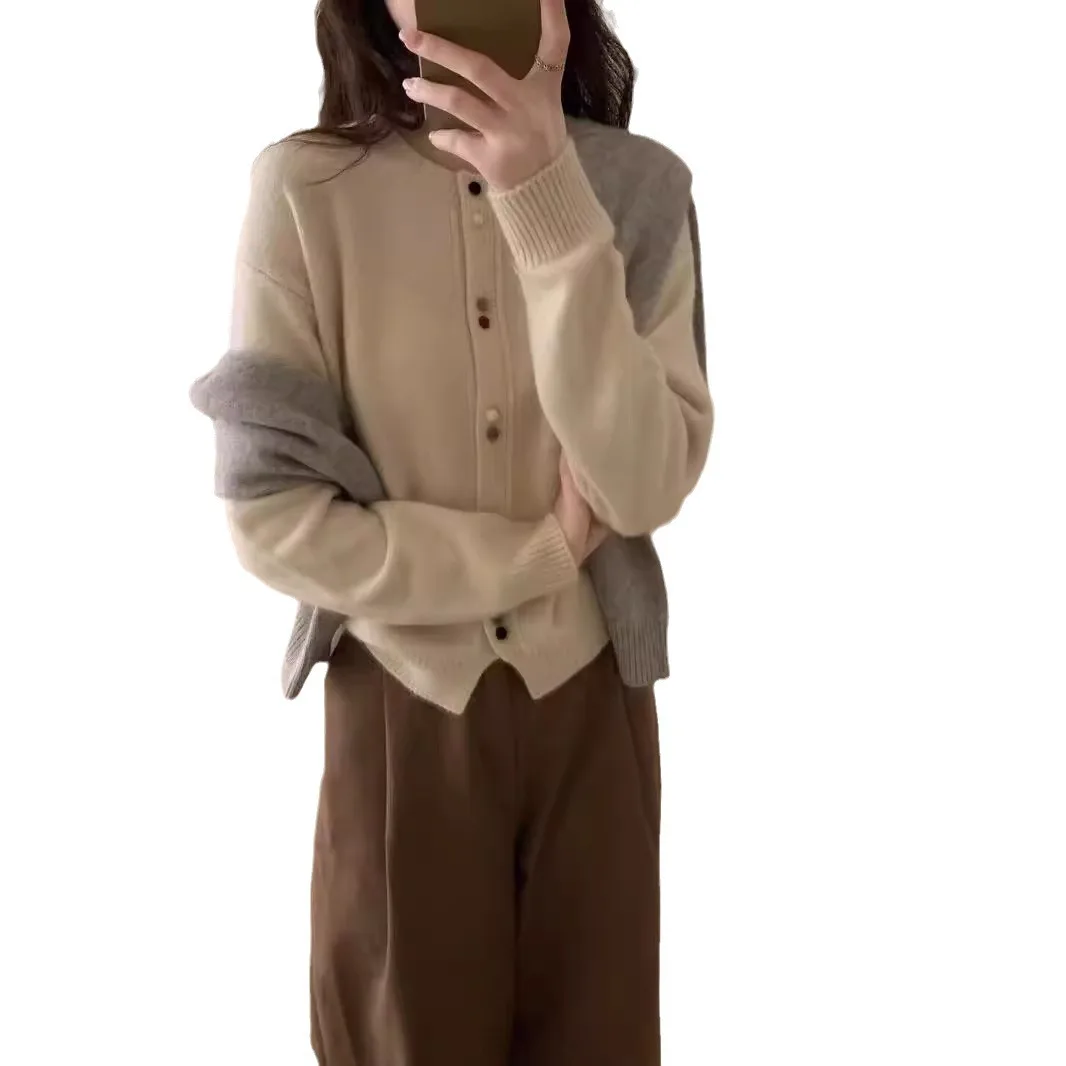 Женская одежда 2024 модный однобортный вязаный кардиган Новинка весна-лето 0707