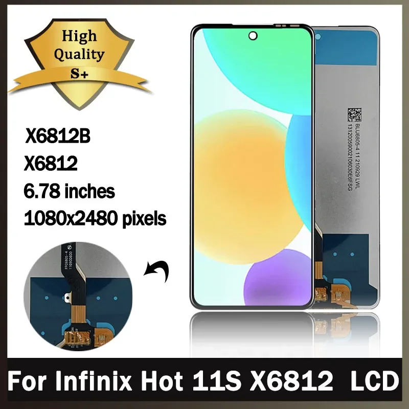 Оригинальный Infinix Hot 11s X6812/x6812b Жк-дисплей Дигитайзер Сенсорного Экрана Емкостный 6