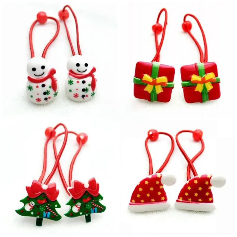 

1Pc Baby Girls Cute Merry Christmas Cartoon Style Elastic Hair Rope Tree Santa C