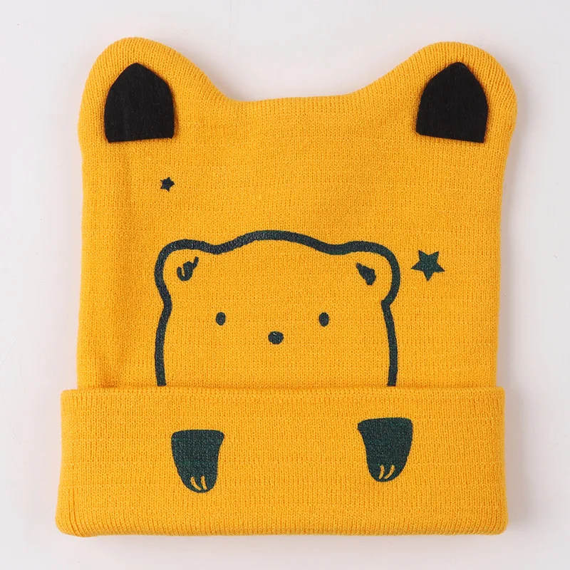 

Теплый телефон для новорожденных, милая осенне-зимняя мягкая шапочка с медвежьими ушками, подходит для детей 0-3 месяцев