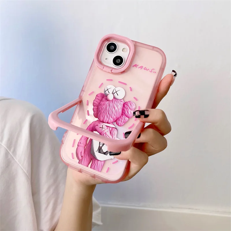 

Cute Pink Doll Invisible Support Phone Case Cover for IPhone 11 12 13 Pro X XR XS Max Shockproof Case for IPhone 13 Cases