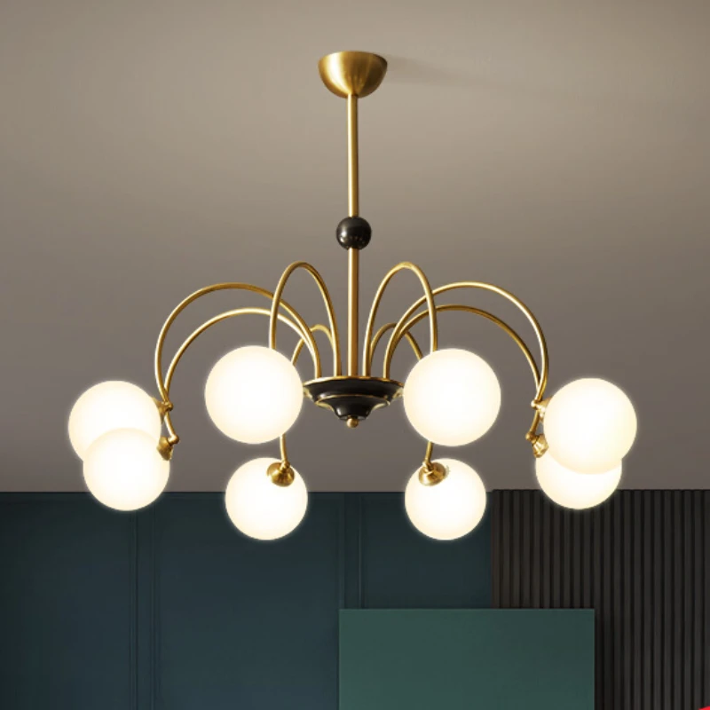 

All copper pendant lamp cream wind magic bean full spectrum eye protection lamp Ordinary bedroom study dining room lamp