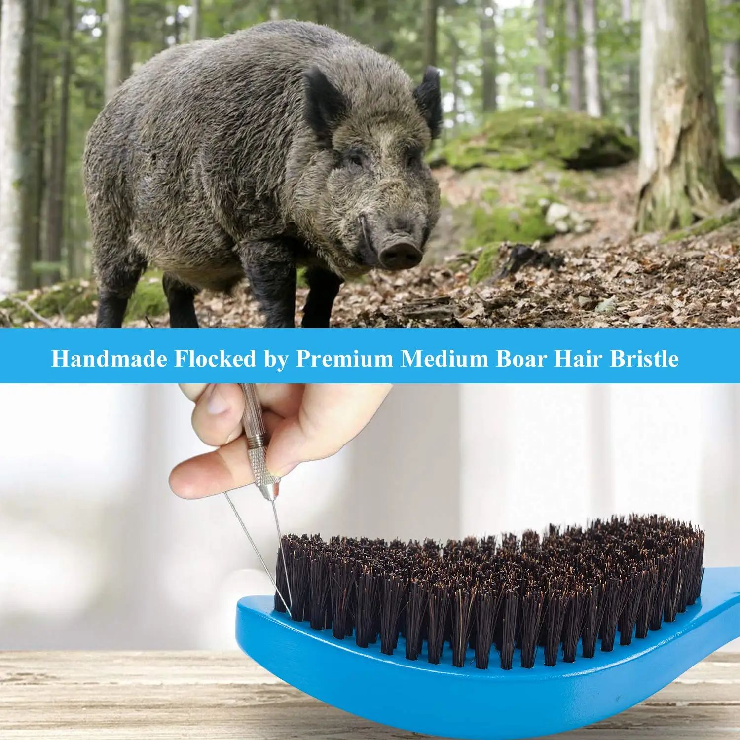 Голубая щетка для волос Blue 360 Wave Brushes Men Durage Professional Waves Hair Brush African Black Short Wood Boar Bristle Hard Medium Afro Comb on.