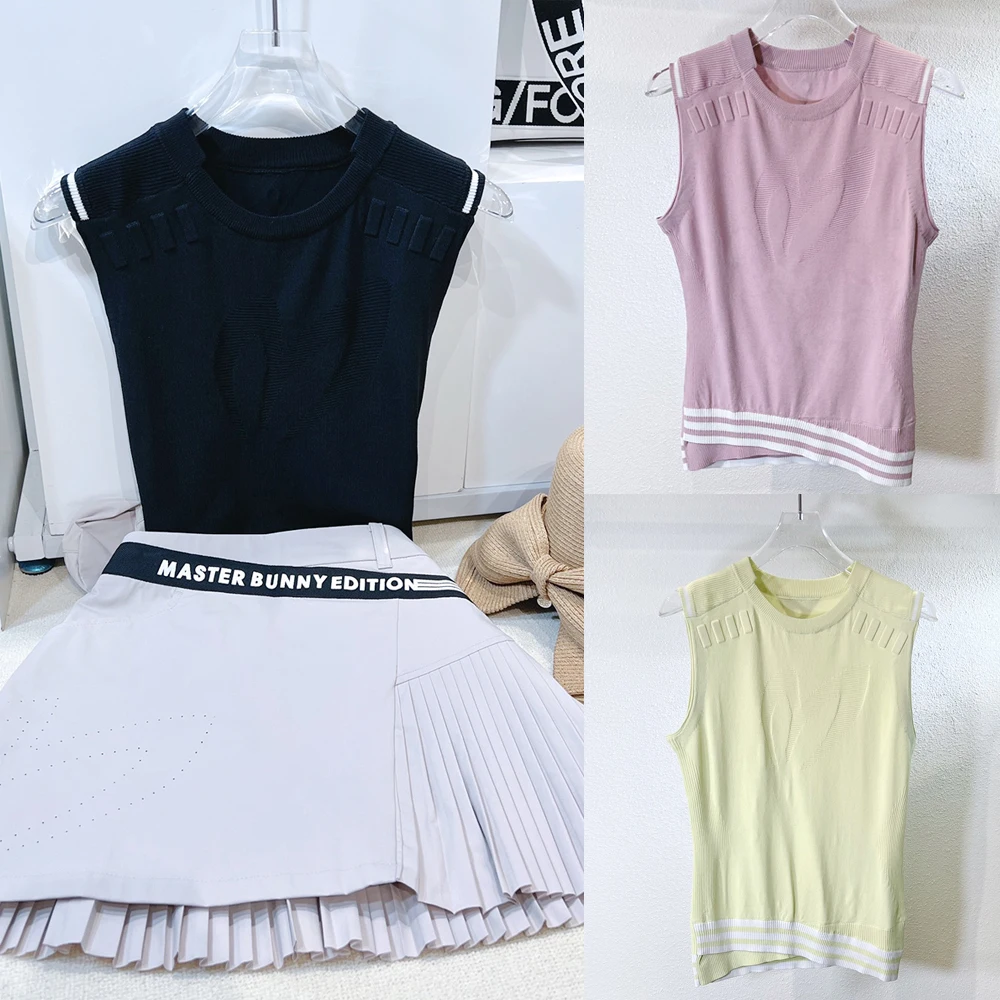 

Golf Shirts Women's Sleeveless Knitted Vest Beautiful Color Golf Top