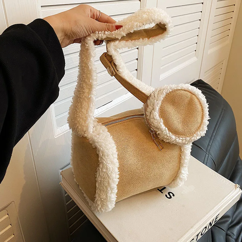 

2 в 1, женская сумка из овечьей шерсти, в стиле ретро