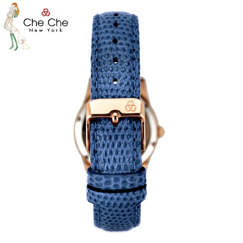 CHECHE women's Watch leather strap scale pattern gem grade artificial diamond light luxury watches matching thin gift box CC0013