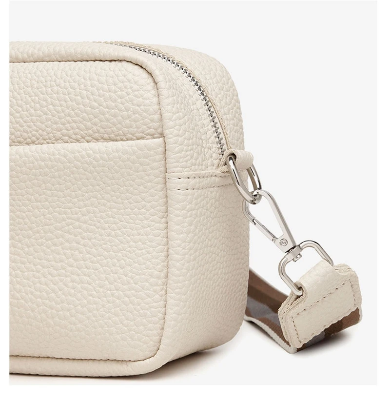 Trendy PU Shoulder Crossbody Bag Solid Color Ladies Messenger Bags Fashion Wide Shoulder Strap Small Square Phone Bag