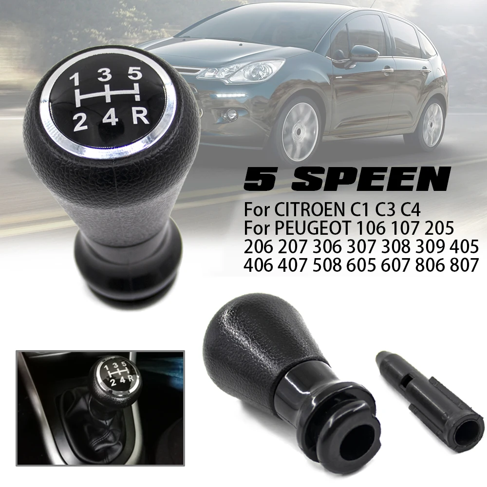 5 Speed Car Manual Gear Shift Knob Stick Sleeve Adapter Lever For Peugeot 106 206 306 406 207 307 407 806 807 Citroen C2 C3 C4