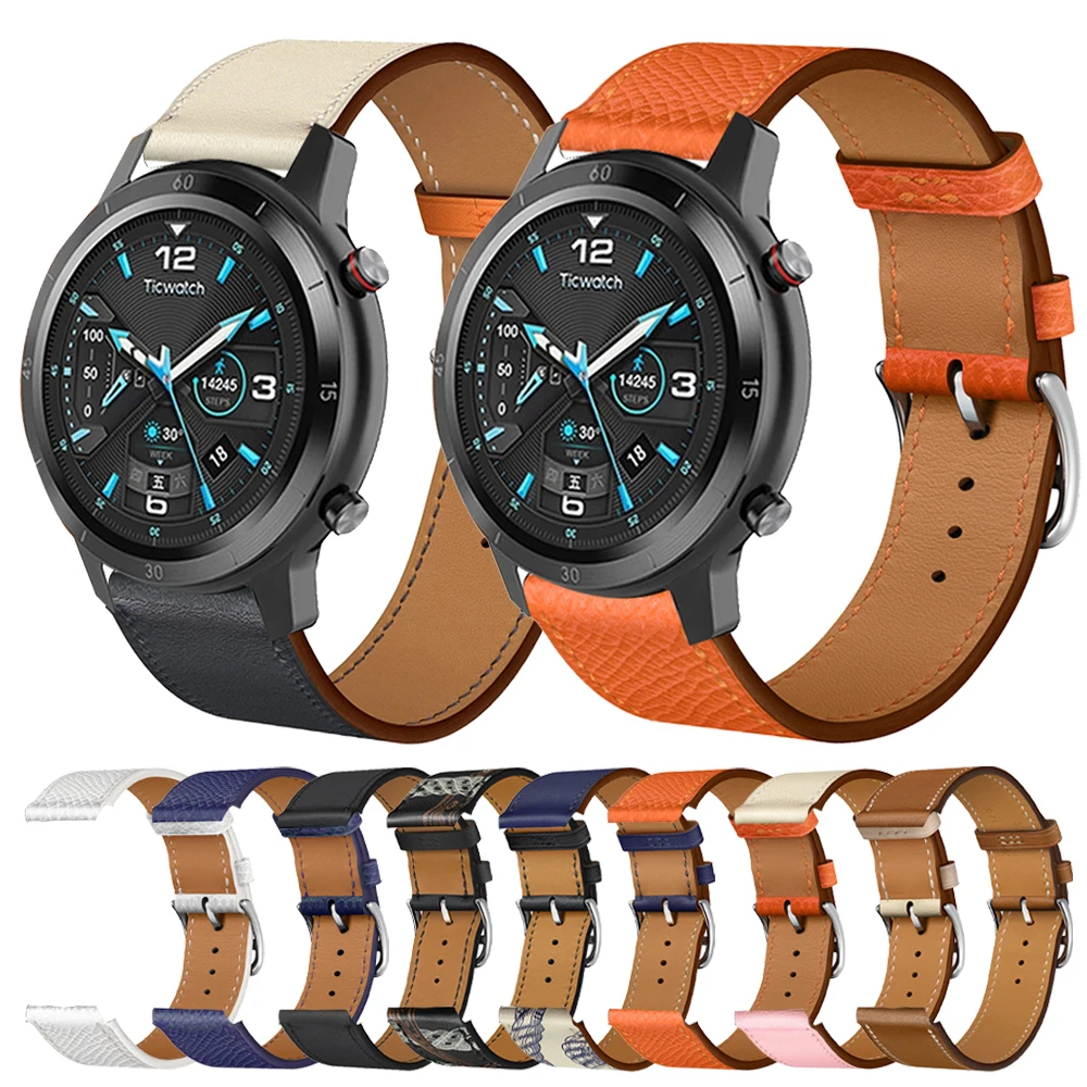 

20/22mm Leather Strap For TicWatch Band Pro 3 Ultra GPS /GTX/S2/E2/E3/GTH Straps Band Replacement Bracelet Watchband Accessorie