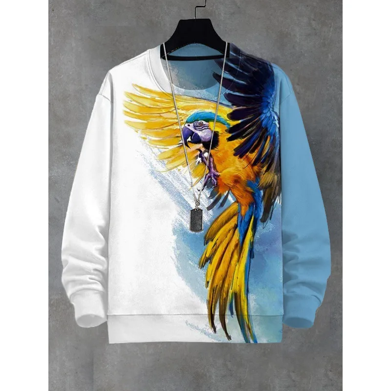 Новинка топы с 3D-принтом в виде попугая Осенний свитшот для мужчин футболки