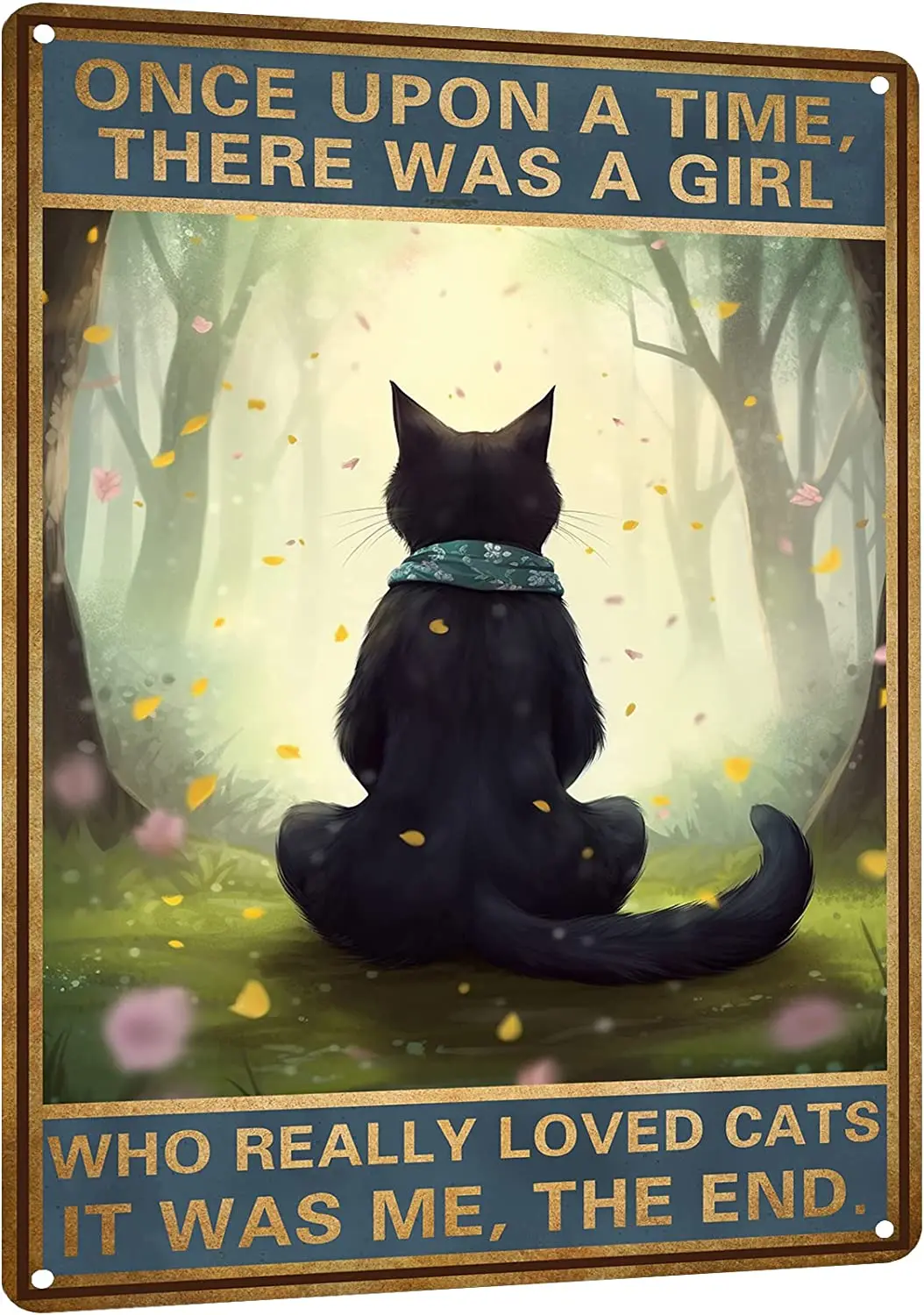 

OnceUponaTimeSign - Vintage Cat Decor for Home, Bedroom, Kitchen, Office, Cafe, Bar, Cat Lover Gifts, Metal Tin Sign 12x8 Inches