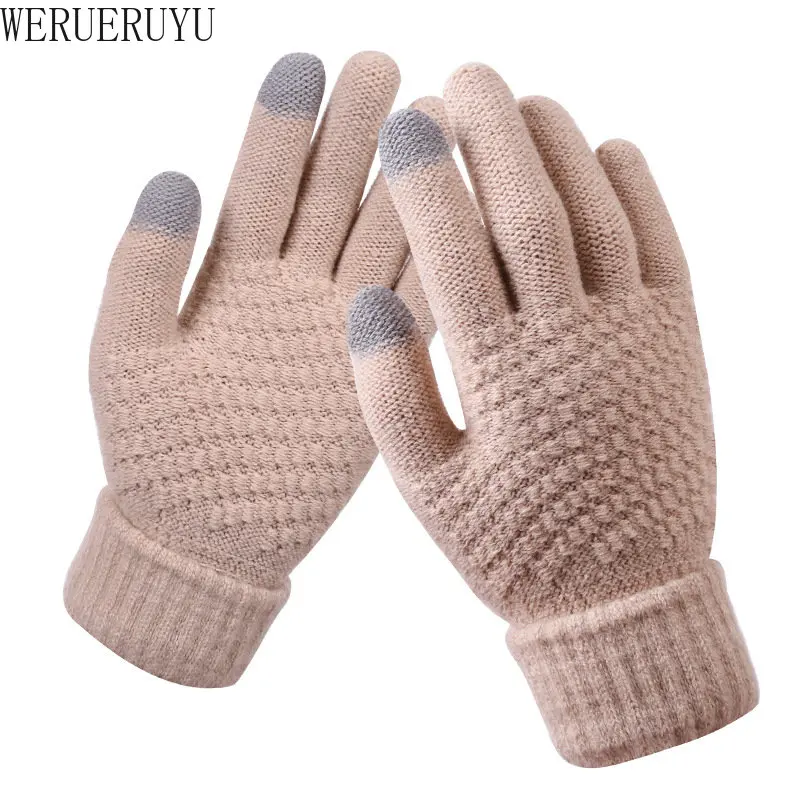 

Женские вязаные жаккардовые бархатные теплые перчатки Y2k, аксессуары для осени и зимы, модные перчатки с подогревом для сенсорных экранов, ...