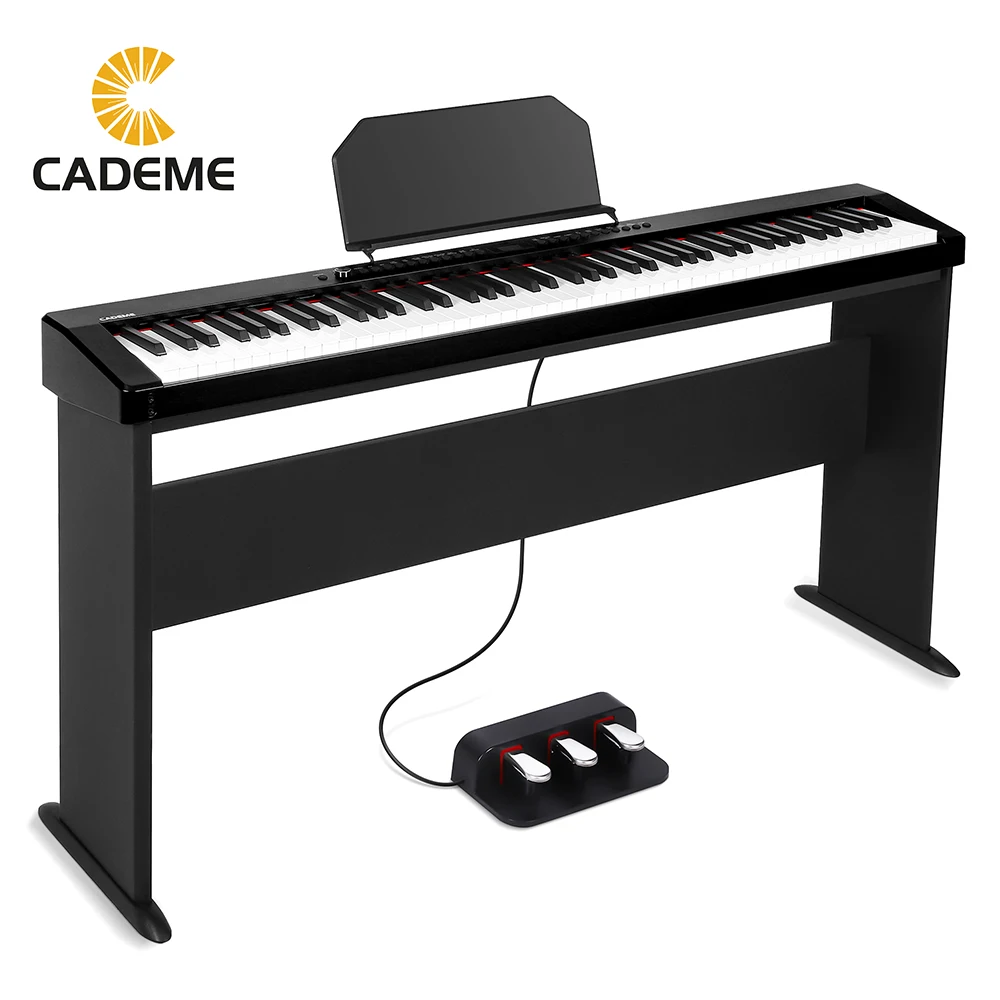 

Черная Цифровая клавиатура для пианино с 88 утяжеленными клавишами, портативная электронная клавиатура для детей, взрослых, начинающих, с деревянной подставкой, с тремя педалями, музыкальный отдых