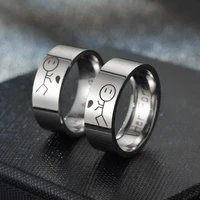 2022 new fashion couple ring his always her forever sculpture lovers rings stainless steel silver black men women ring jewelry