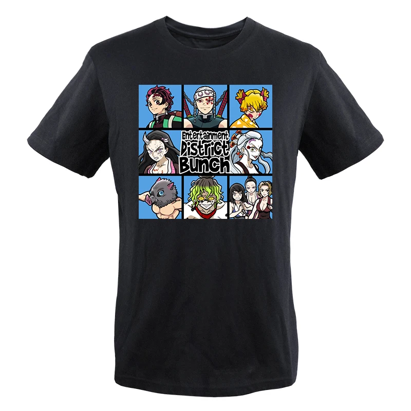 

2023 Hot Japan Anime Tshirts Demon Slayer Men Tanjirou Kimetsu Bunch Male T-Shirts Cotton Camisa Masculina Crewneck Camisetas