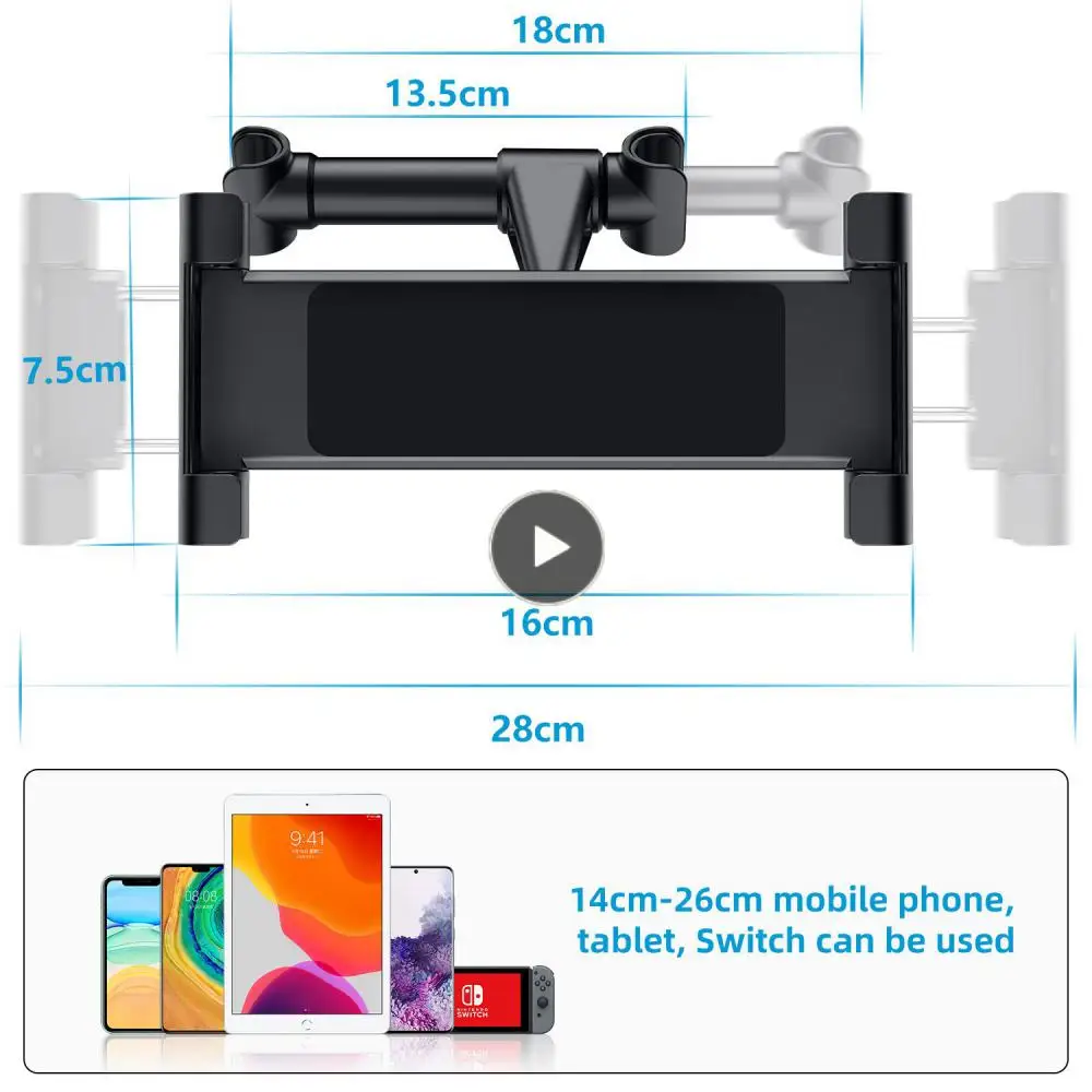 

Монтажный кронштейн для заднего подголовника сиденья из алюминиевого сплава, стабильный телескопический держатель для телефона на спинку сиденья, поворот на 360 градусов, аксессуары для интерьера автомобиля