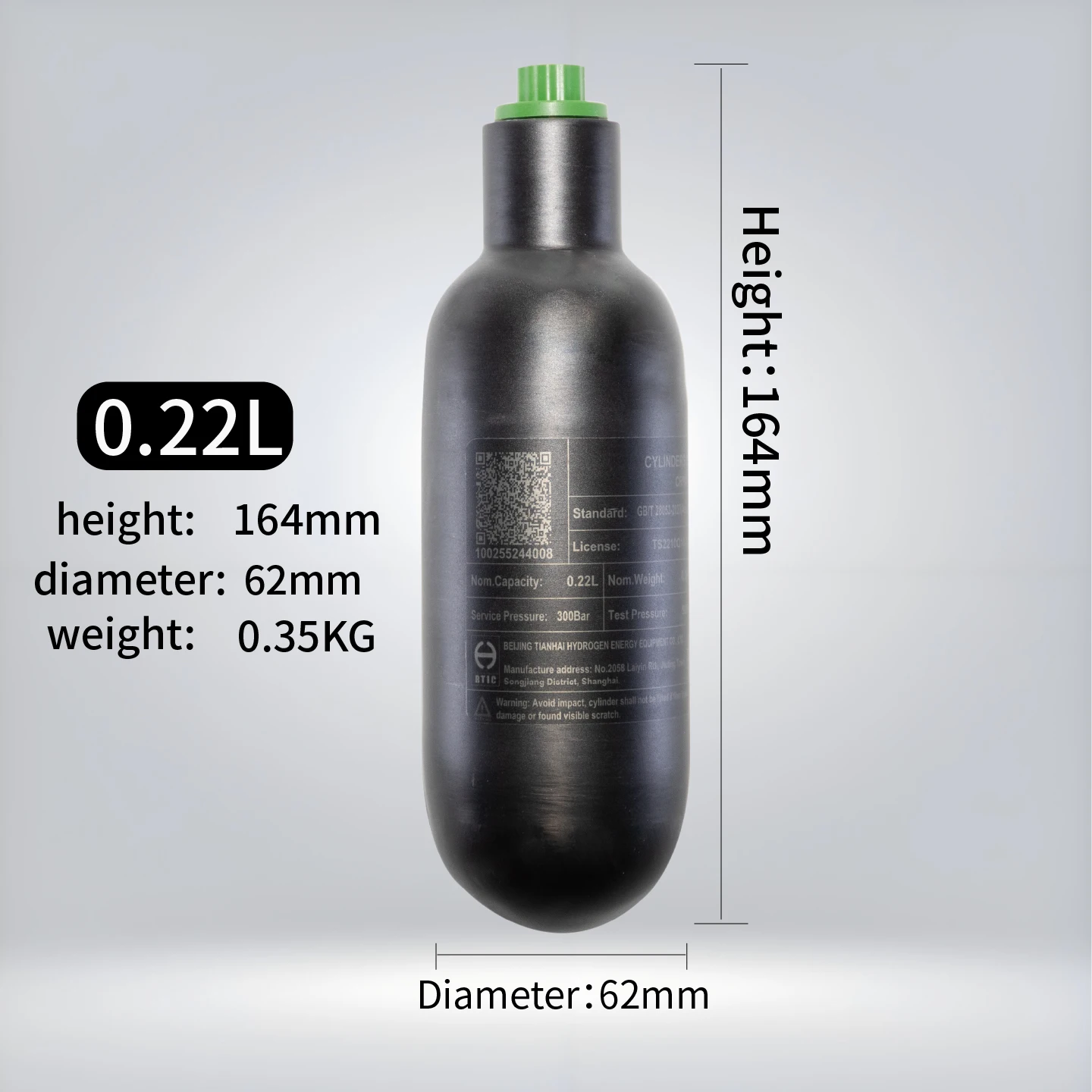 HEXGER-TECH 300Bar 4500Psi Цилиндр из углеродного волокна Резервуар для дайвинга высокого давления HPA Резьба для подводного плавания M18 * 1,5