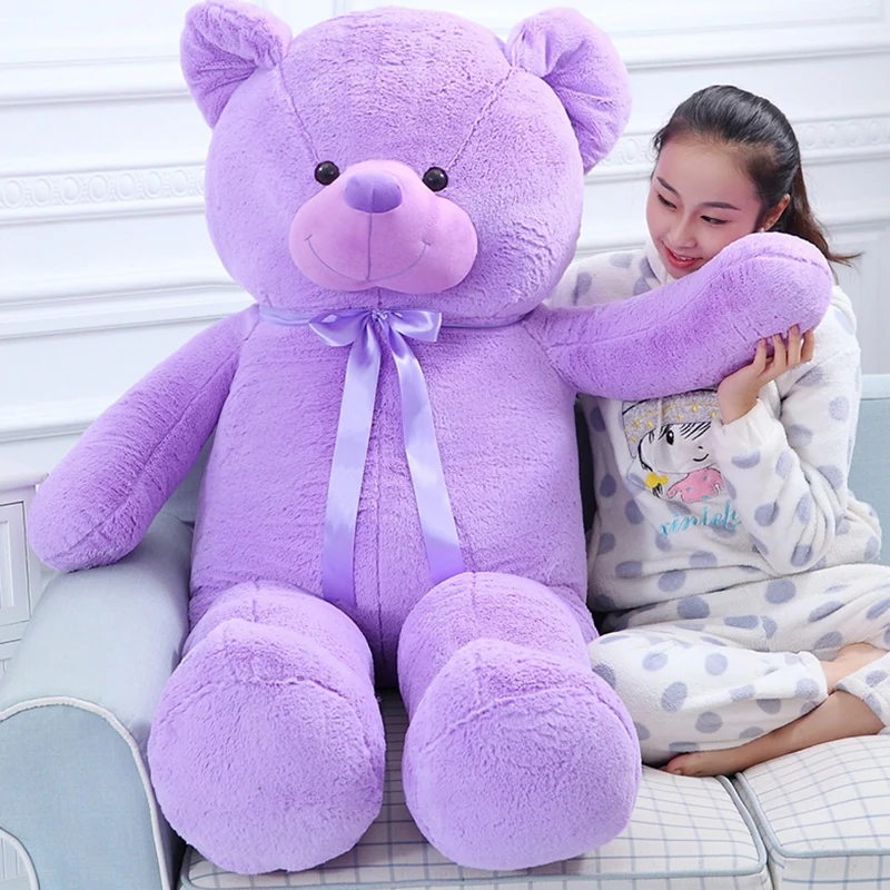 

40-120 см гигантский пурпурный медведь, плюшевые игрушки, обнимающая фигурка, лента, плюшевые куклы, подарок на день Святого Валентина, День ро...