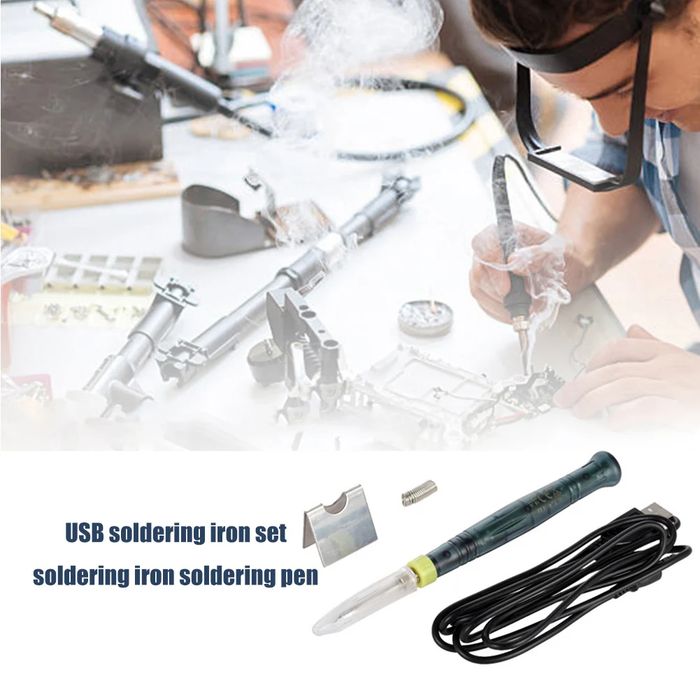 

5V 8W Electric Solder Iron Rework Station Heat Pencil Welding BGA Repair Tools Kit USB Soldering Iron with Tin Wire