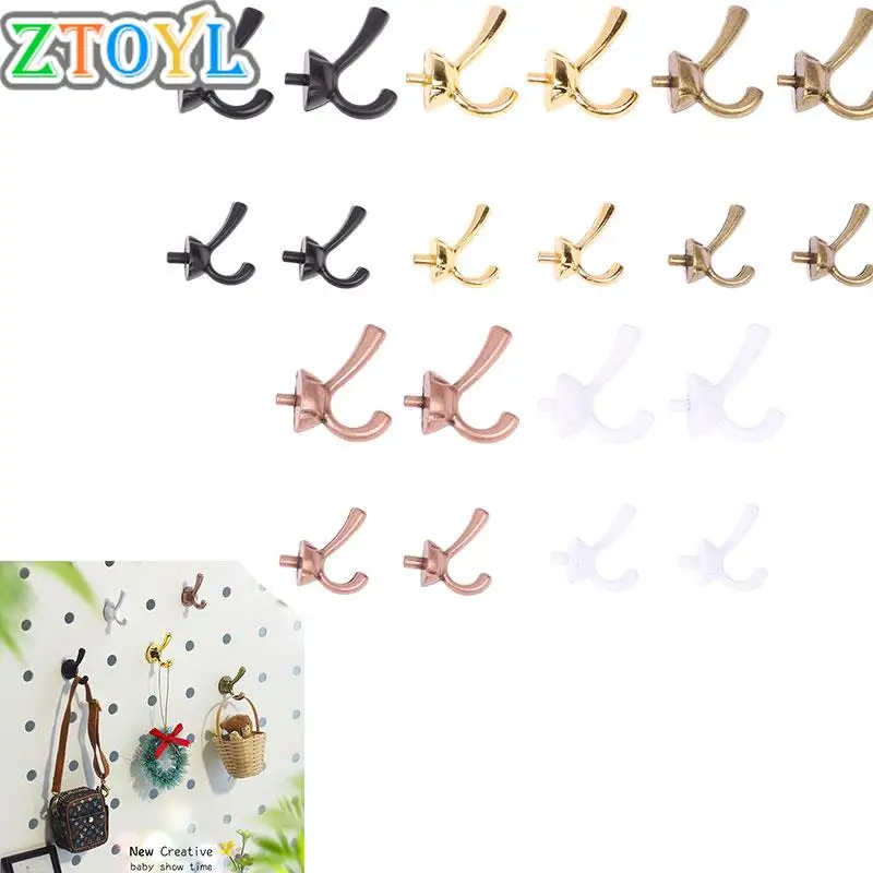 

2pcs 2 Sizes Doll House Accessories Decoration Mini Coat Hook Wall Hanging Hooks 1:12/1:6 Miniature Toy Model