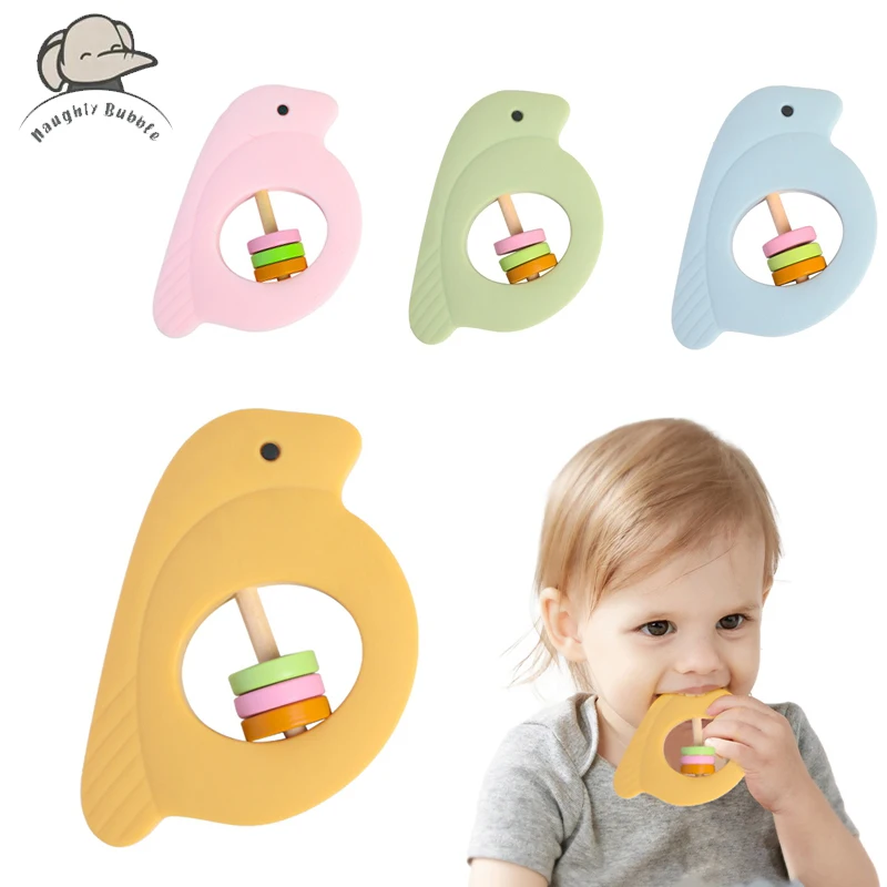 

Silicone Rattles for 0-12 Mouths Babies Toys for Newborns Teether Healthy Silicone Teether Rattle Toy for Newborn Baby Accessory