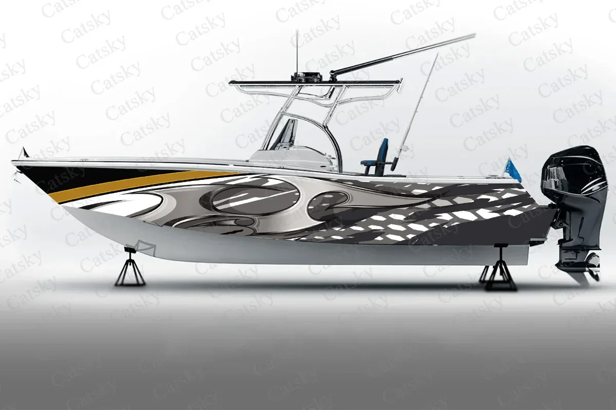 Пламя вектор абстрактная графика наклейка на лодку упаковка рыбная лодка