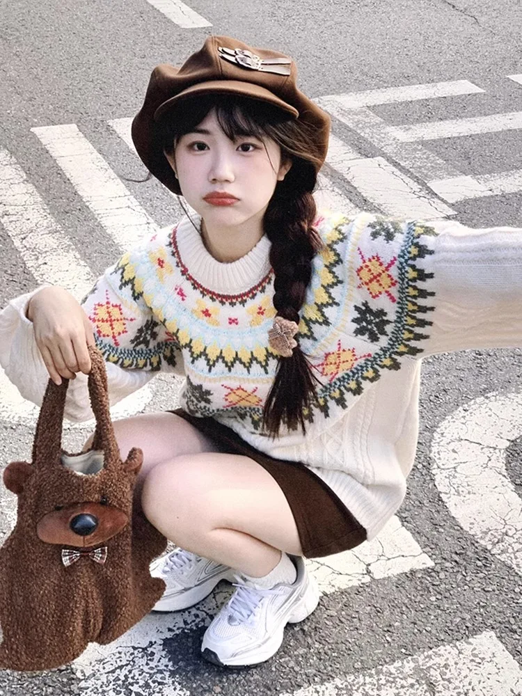 Мягкий клейкий вязаный пуловер с круглым вырезом Idle Sle женский свитер Fairisland