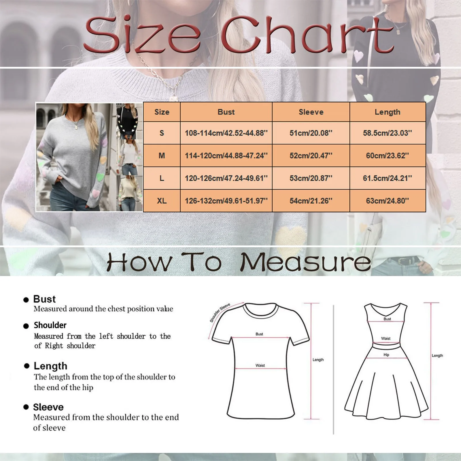 &quot Вязаный свитер для женщин лоскутное сердце однотонный пуловер ожерелье