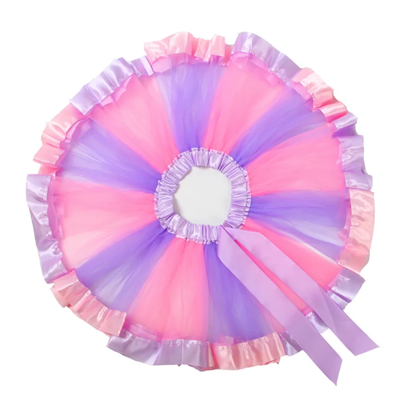 

2023 яркая детская юбка Gauzy с эластичной талией, летняя одежда для тренировок, танцевальная юбка радужного цвета