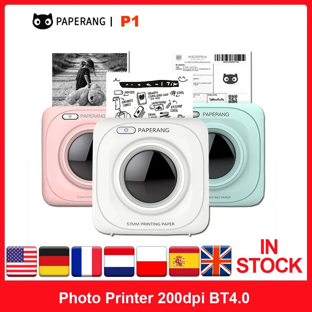 

Оригинальный карманный мини-фотопринтер Xiaomi PAPERANG P1, 200 точек/дюйм, BT4.0, телефонное соединение, беспроводной портативный термопринтер с четко...