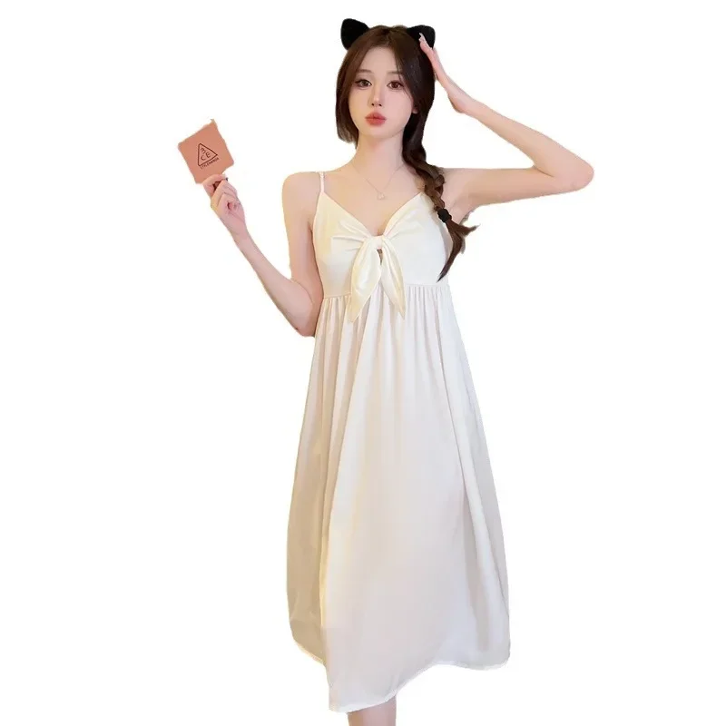 Сексуальная белая ночная рубашка принцессы на бретелях летняя домашняя одежда
